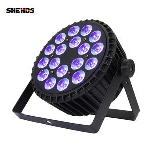 SHEHDS 18x18W LED 파 RGBWA UV 6in1 평면 알루미늄 조명 DMX512 DJ 디스코 웨딩 밴드 워시 전문 무대 조명