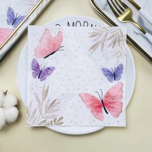 신선한 나비 잎 프린트 티슈 페이퍼, 파티 장식 종이, 웨딩 다채로운 냅킨 플레이스매트, 2 겹, 33x33cm, 10 개, 20 개/팩