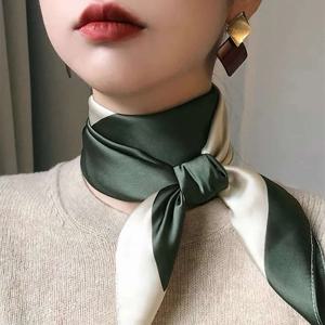 패션 인쇄 실크 Hairbands 스카프 여성 2024 봄 새로운 우아한 꽃 두건 목 스카프 머리 밴드 Foulard 여성 스카프