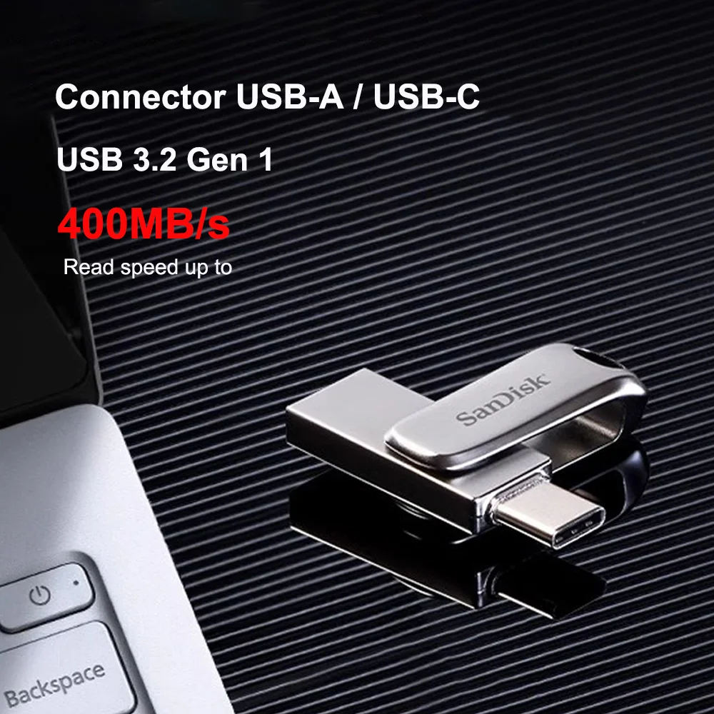 SanDisk 울트라 듀얼 드라이브 럭셔리 USB C 타입 플래시 드라이브, 금속 USB 3.2, 1 세대 USB 타입 A OTG 플래시 드라이브, 512GB, 256GB, 128GB, 64GB