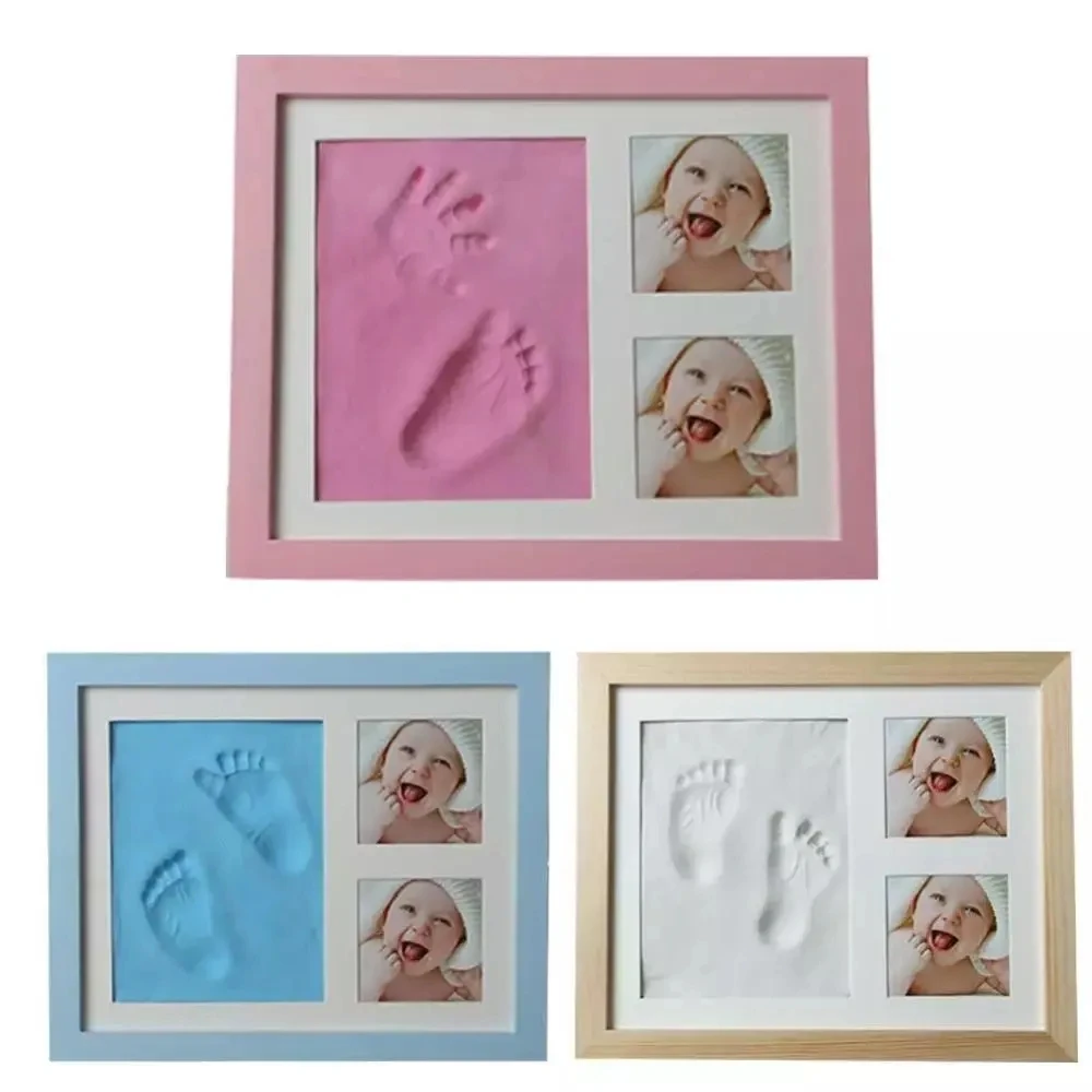 아기 손 및 발 프린트 손 발 몰드 메이커, 베베 아기 사진 프레임, 커버 포함 지문 진흙 세트, 아기 성장 기념 선물
