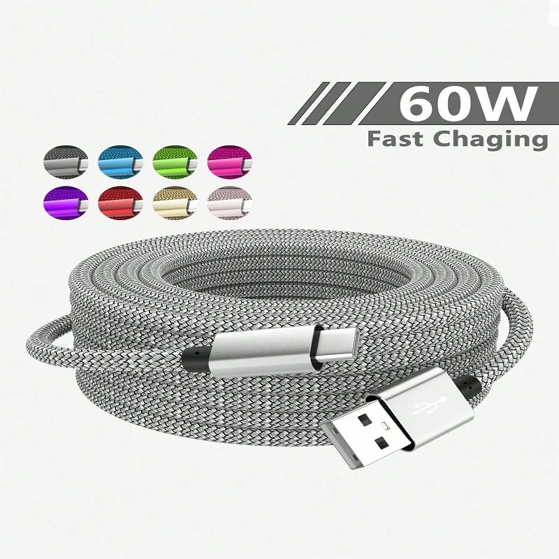USB A to iPhone 15 나일론 땋은 케이블 화웨이 용 고속 충전기 코드 삼성 갤럭시 S22 안드로이드 전화 충전기 케이블 액세서리
