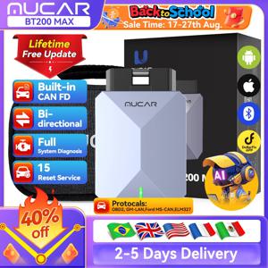 평생 무료 업데이트 MUCAR BT200 Max OBD2 스캐너 CAN FD 양방향 제어 모든 시스템 진단 도구 모든 차량용 15가지 리셋 기능