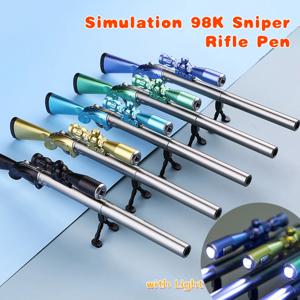크리에이티브 시뮬레이션 98K 스나이퍼 라이플 중성펜 (라이트 포함) 0.38mm 블랙 젤 잉크 학생용 학교 문구 PUBG 라이트 펜 선물