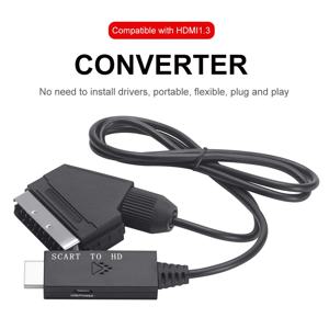 1080P SCART-HDMI 호환 비디오 오디오 변환기 어댑터 케이블 남성-남성 SCART 입력-HDMI 호환 출력