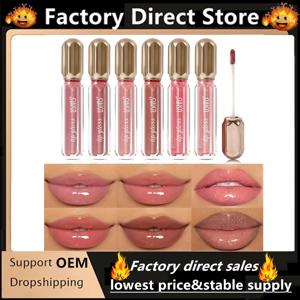 1/6Pcs 미러 펄 립글로스 방수성 오래 지속되는 모이스춰 라이징 립스틱 샤인 글리터 립글로스 여성 메이크업 화장품