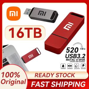 Xiaomi 16TB 플래시 드라이브 USB 3.2 고속 전송 SSD 대용량 금속 펜 드라이브 유형 C 휴대용 메모리 방수 U 드라이브