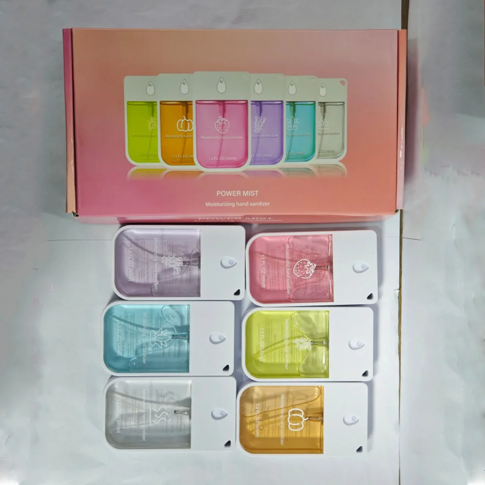 부드럽고 깨끗한 손을 위한 보습 손 소독제 여행용 사이즈(각 45ml) - 무알코올, 피부 친화적인 케어, 10가지 사용 가능