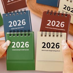 2026 미니 간단한 달력 작은 책상 달력 크리 에이 티브 코일 달력 플래너 데스크탑 장식 오피스 문구 2025-2026