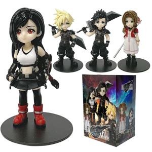 파이널 판타지 VII Rebirth Tifa Lockhart Aerith Cloud Zack q 버전 4pcs PVC 액션 피규어 모델 애니메이션 만화 모델 장난감 선물