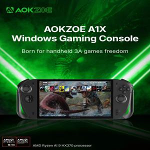 AOKZOE A1X AMD AI 9 HX 370 PC 게임 콘솔 8인치 네이티브 가로 화면 윈도우 휴대용 노트북 VRR 72.7Wh 스팀 3A 게임용