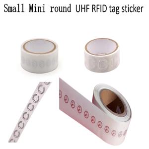 소형 UHF RFID 태그 원형 원형 스티커, EPC Gen2 ISO18000-6C RFID 태그, 수동 RFID UHF 태그 스티커, 습식 인레이, 100 개