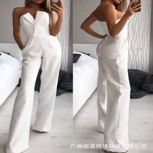 여성용 점프 슈트 섹시한 Strapless Slim Office Lady 우아한 세련된 민소매 블랙 화이트 레드 캐주얼 Romper Bodysuit