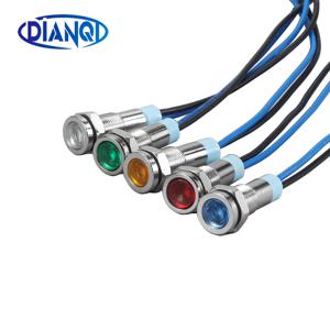 5PC 6mm 경고 LED 금속 표시 등 파일럿 방수 IP67 신호 램프 6V 12V 24V 220v 와이어 빨간색 노란색 파란색 녹색