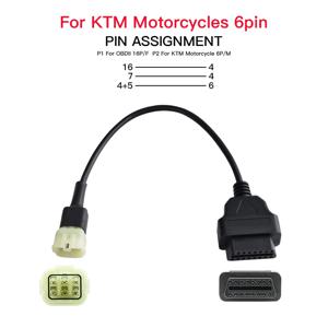 KTM 오토바이 Motobike 6Pin 용 Obd2 커넥터 Yamaha/Honda/Harley/Ducati/Kawasaki 용 Obd 자동 도구 모토 연장 케이블