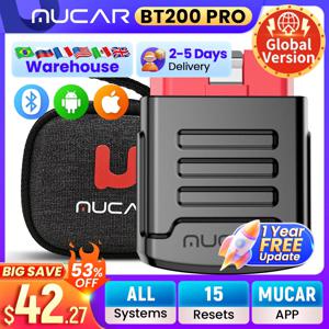 MUCAR BT200 BT200 PRO- 프로 자동차 진단 도구, OBD2 스캐너, 블루투스 와이파이, 모든 자동차, OBd 2 테스터, 15 리셋 진단