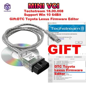 Toyota TIS Techstream V18.00.008 용 미니 Vci FTDI FT232RL OBD2 진단 케이블 2023 년까지 Toyota/Lexus 용 DTC 펌웨어 에디터