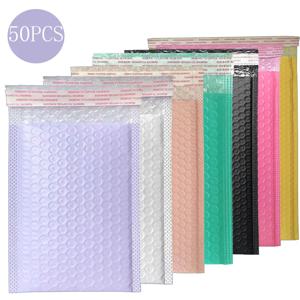 50pcs 중소기업 용품 핑크 버블 메일러 포장 가방 제품 포장 배달 패키지 배송 봉투 메일러 랩