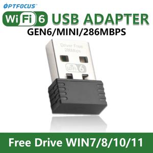 OPTFOCUS Wifi6 2.4G 286mbps USB Wifi 어댑터 (PC Adaptador wifi 6e 동글 Usb 미니 무선 Wi Fi 수신기 Para PC 용)