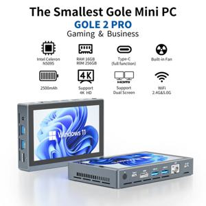 하이골 고렐 2 프로 인텔 N5095 미니 PC 윈도우 11 WiFi5 8/16GB 256GB 2500mAh 4K 데스크탑 컴퓨터 터치 스크린 5.5인치 윈도우 태블릿