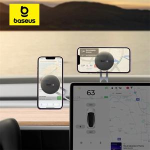 Tesla 디스플레이 용 Baseus 자기 자동차 전화 홀더 APP 접이식 360도 회전 금속 자동차 마운트 iPhone 12 13 14 Pro Max