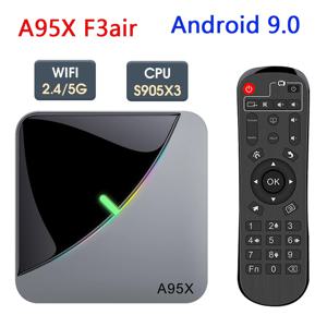 스마트 TV 박스 A95X F3 Air 4K 2.4G 5G 듀얼 와이파이 RGB 라이트, Amlogic S905X3 4GB 32GB 64GB, 안드로이드 9 셋톱 TV 박스