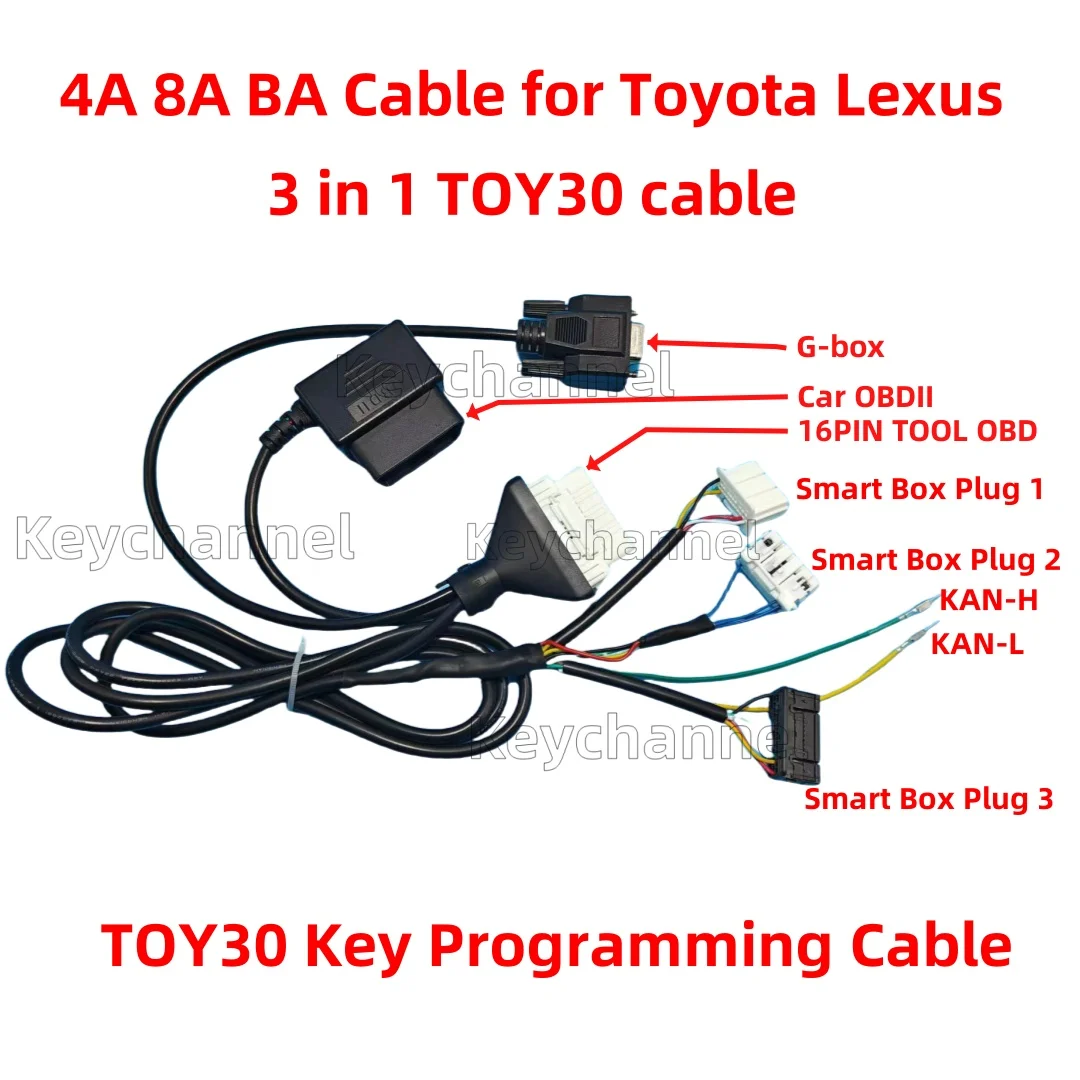 Toy30 케이블 4A 8A BA 스마트 키 프로그램 케이블 Autel OBDSTAR K518 용 16 핀 OBD 케이블 Xhorse Key Tool Plus for All Toyota Lexus