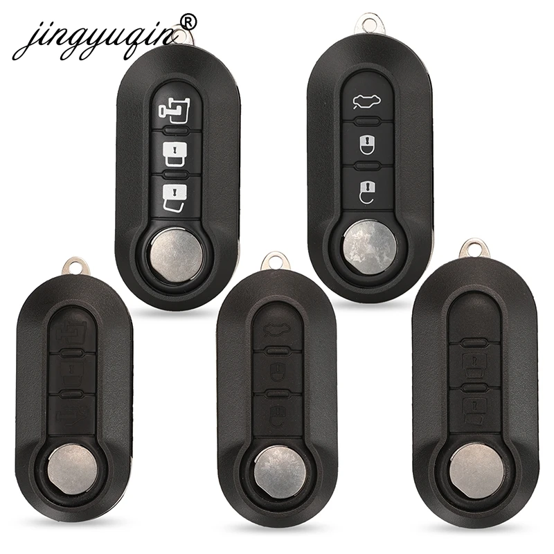Jingyuqin 2/3BTN 원격 자동차 키 쉘 케이스 Fiat 500 Panda Punto Bravo Ducato 푸조 복서 시트로엥 점퍼 자동 Uncut Blade