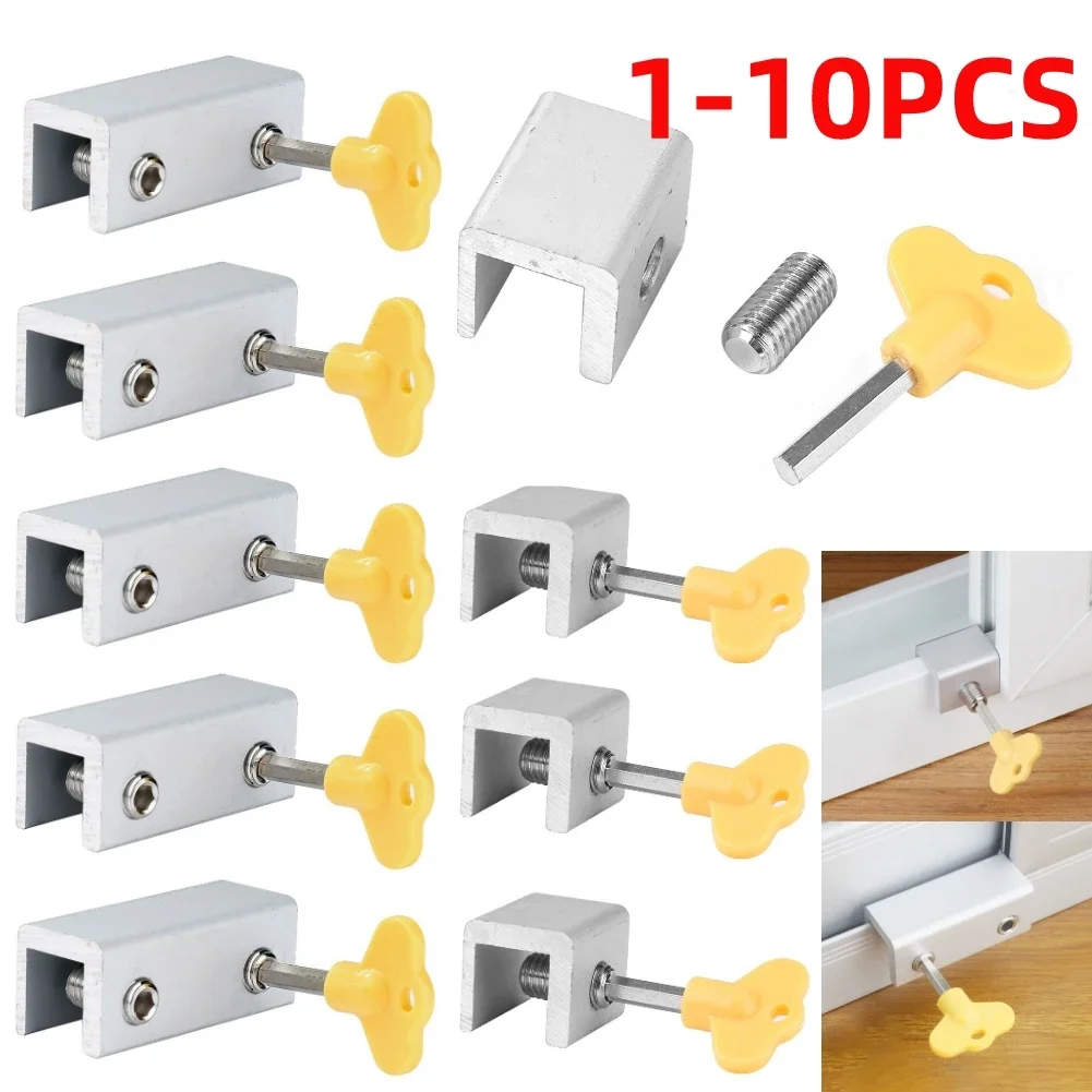 10-1pcs 알루미늄 합금 창 잠금 스토퍼 슬라이딩 창 도난 방지 잠금 창 슬라이딩 도어 베이비 키즈 어린이 안전 도어 잠금 장치