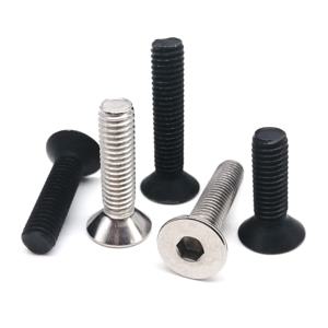 50pcs 육각형 육각 소켓 헤드 플랫 카운터 싱크 알렌 볼트 나사 304 A2-70 스테인레스 스틸 블랙 등급 10.9 합금강 DIN7991