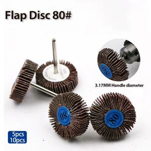 5/10pcs 루버 80 그릿 그라인딩 샌딩 샌드페이퍼 플랩 휠 디스크 Dremel 로타리 도구 용 3.0mm 생크 셔터 연마 휠