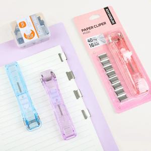 KHINSUN 종이 클리퍼 스테이플러 푸시 클램프 파일 문서 바인딩 도구 스테이플링 기계 종이 클립 리필 사무용품
