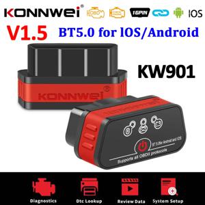 KONNWEI KW901 블루투스 5.0 코드 리더 ELM327 V1.5 OBD OBD2 자동차 진단 도구 ELM 327 V1 5 for Android/IOS pk Vgate iCar2