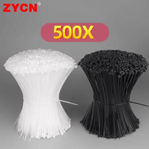 500/200/100Pcs 플라스틱 나일론 케이블 타이 자동 잠금 1.9/2.7mm 코드 스트랩 조정 가능한 고정 루프 홈 오피스 와이어 우편 정원