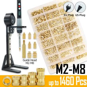 열 세트 삽입 프레스 도구 전기 납땜 인두 팁 M2 M3 M4 M5 M6 M8 스레드 황동 삽입 3d 인쇄용 너트 내장 키트