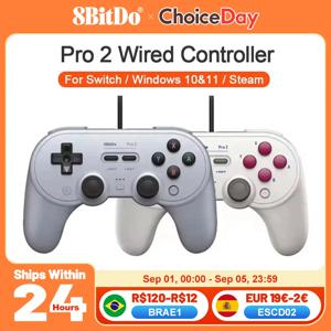 8BitDo Pro 2 Nintendo Switch PC 게임 패드 용 유선 게임 패드 RetroPie Raspberry Pi Ultimate 소프트웨어 조정 가능한 헤어 트리거