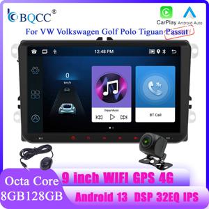BQCC 9인치 안드로이드 13 옥타코어 4G 와이파이 GPS 네비게이션 32EQ 카플레이어 (폭스바겐 VW CC 파사트 B7 폴로 골프 5 6 제타 mk5 mk6 용)