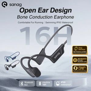Sanag B22s 골전도 이어폰, IPX5 방수, 블루투스 5.3, 동적 공간 사운드 필드 헤드폰, 16 시간 재생