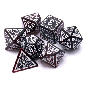 7Pcs 세트 반투명 클래식 룬 릴리프 보드 게임 주사위 세트 TRPG 주사위, RPG 주사위 게임을위한 다면체 테이블 게임 주사위
