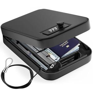 보안 금고 강철 조합 잠금 장치 및 보안 케이블이 포함된 개인 금고 홈 금고 도난 방지 디지털 홈 총 금고