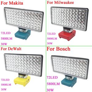 72 LED 작업 조명 손전등 토치 유형 C USB 보조베터리 Makita 용 DeWalt 용 Bosch 용 Milwaukee 18V 20V 리튬 이온 배터리