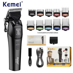 KEMEI DLC 블레이드 전기 헤어 클리퍼, 전문 무선 USB 충전식 헤어 클리퍼, 라이트 KM-1858 포함