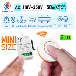 433Mhz 무선 스마트 라이트 스위치 AC 110V 220V 230V 10A 미니 RF 릴레이 수신기 원격 제어 램프에 대 한 미니 송신기 LED 팬