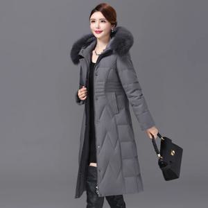 Shengyu Boya 중년 및 노인 슬림 오버 더 니 롱 다운 재킷 여성용, 분리형 후드가 있는 새로운 두꺼운 코트
