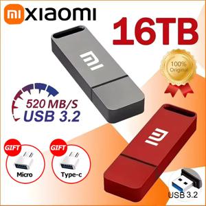 샤오미 정품 고속 펜 드라이브, USB 3.2 플래시 드라이브, C타입 금속 USB 메모리, 컴퓨터 저장 장치, 16TB, 2025