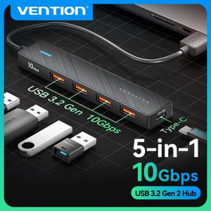 Vention Usb 허브 3.2 Xiaomi Macbook PC 컴퓨터 액세서리 용 노트북 멀티 분배기 어댑터 용 10Gbps 4 포트 ABS 허브 USB