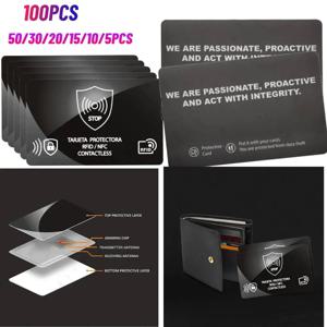 100/5Pcs RFID 차단 리더 카드 잠금 장치는 지갑 IC를 보호합니다 NFC 안티 쉴드 토큰 RFID 은행 카드 홀더 케이스 보호 차단기