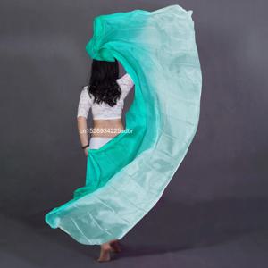 뜨거운 판매 밸리 댄스 순수 실크 베일 댄서 손 던지기 스카프 목도리 그라데이션 생생한 색상 200cm 250cm 저렴한 전문 녹색