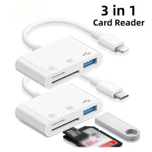 3-IN-1 TypeC/Lightning To SD/TF 카드 리더기 OTG USB 포트 어댑터 카메라 폰 어댑터 IOS 안드로이드용 메모리 카드 데이터 전송