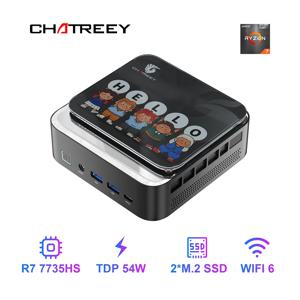 AMD Ryzen 7 7735HS 680M Chatreey AN3P 미니 PC 게이밍 데스크탑 컴퓨터(WiFi 6/블루투스 5.2//HDMI/DP 포함)